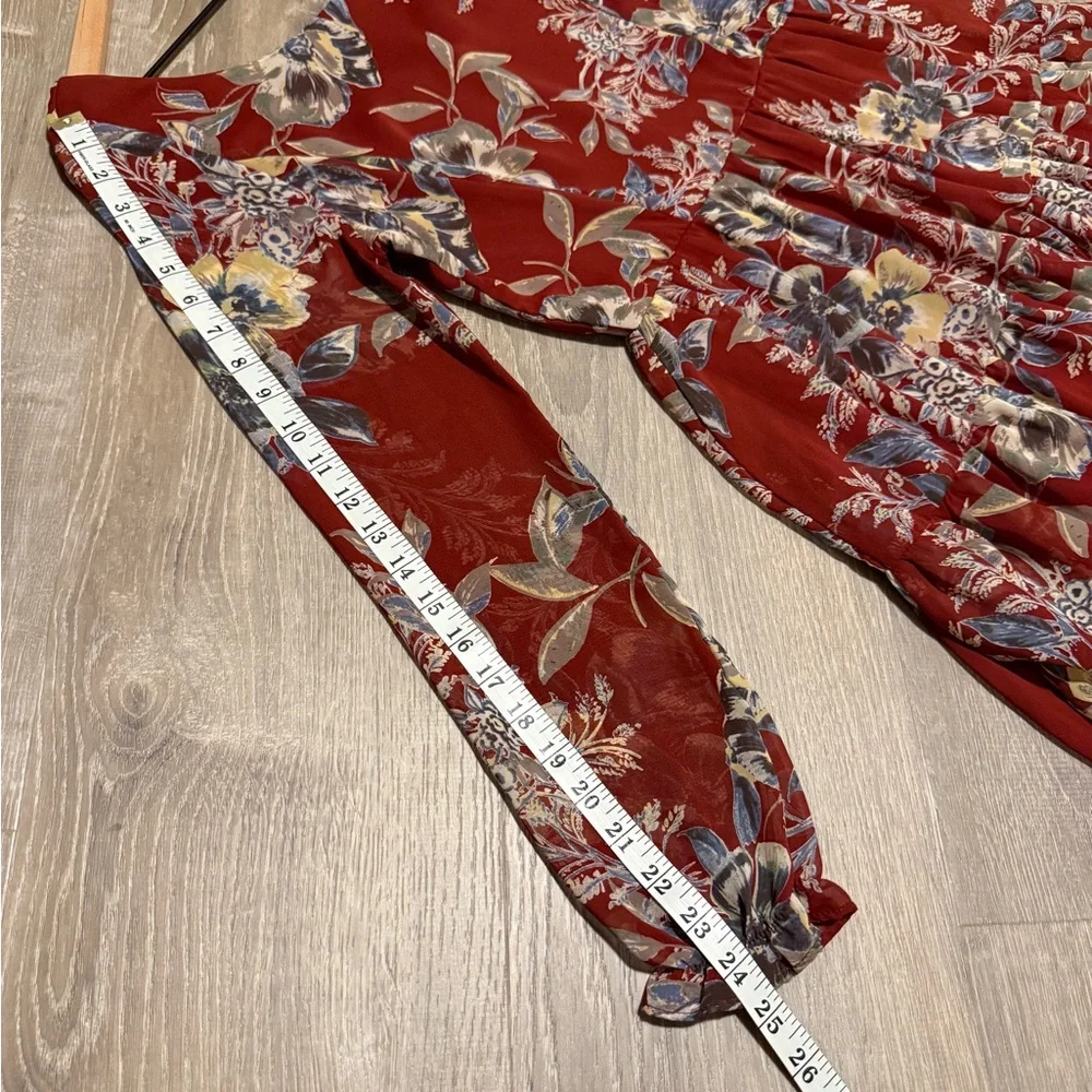 Soieblu Red Bishop Sleeve Sundress- Size M - Picture 9 of 13